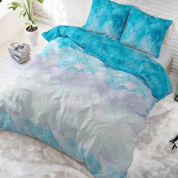 Lenjerie de pat elegantă din bumbac albastru 200 x 220 cm