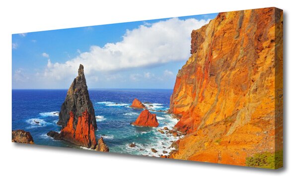 Tablou pe panza canvas Sea Rock Peisaj Galben Gri Maro Albastru