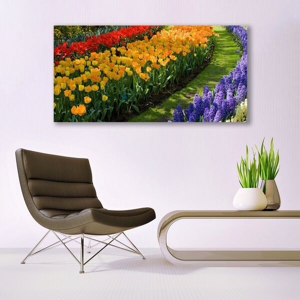 Tablouri acrilice Flori Floral Verde Roșu Galben Violet
