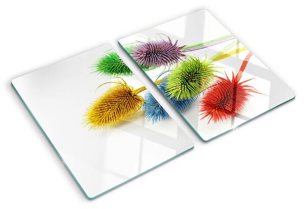 Tocător din sticlă Flori colorate, tridimensionale