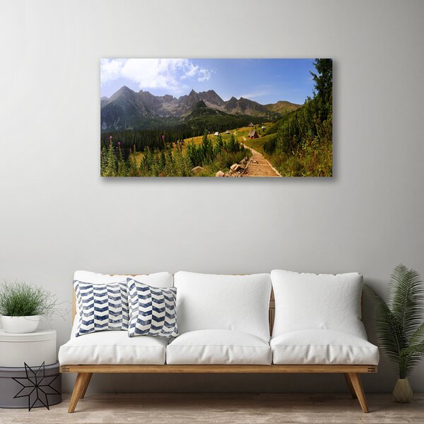 Tablou pe panza canvas Mountain Natural Pădurea Verde Gri