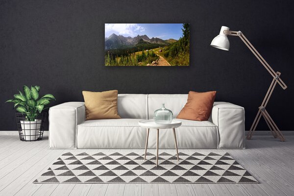 Tablou pe panza canvas Mountain Natural Pădurea Verde Gri