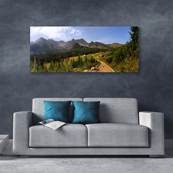 Tablou pe panza canvas Mountain Natural Pădurea Verde Gri