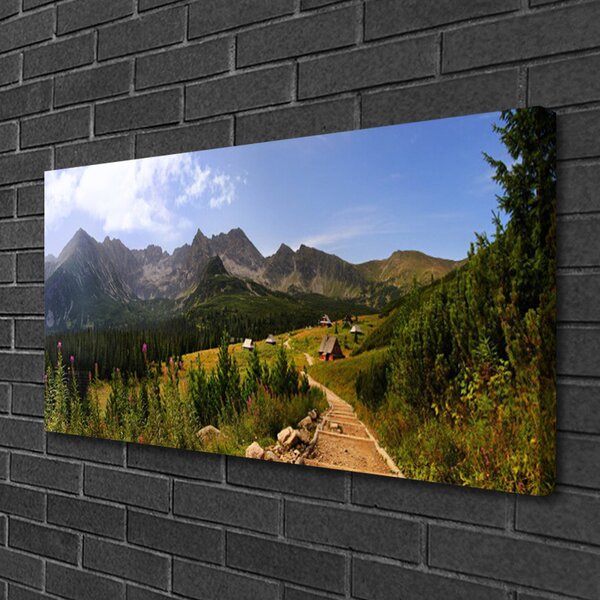 Tablou pe panza canvas Mountain Natural Pădurea Verde Gri