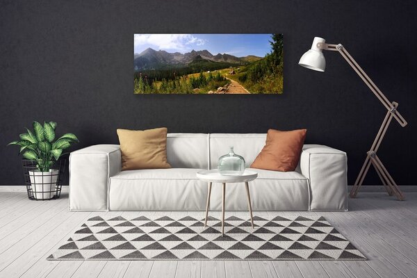Tablou pe panza canvas Mountain Natural Pădurea Verde Gri