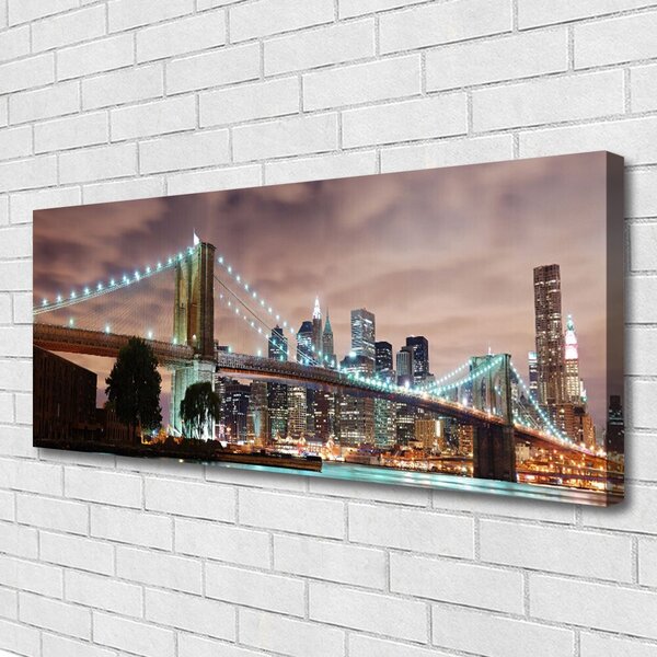 Tablou pe panza canvas Bridge City Arhitectura Maro Alb