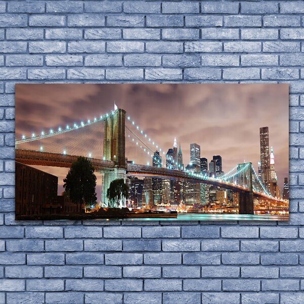 Tablou pe sticla Bridge City Arhitectura Maro Alb