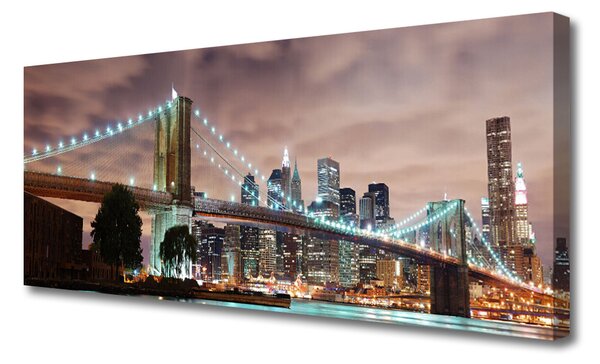 Tablou pe panza canvas Bridge City Arhitectura Maro Alb