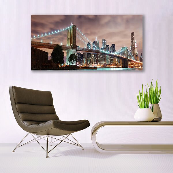 Tablou pe sticla Bridge City Arhitectura Maro Alb