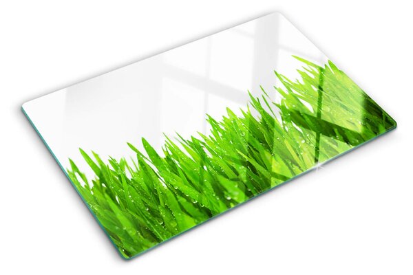 Tocător sticlă Iarbă verde cu picături de apă