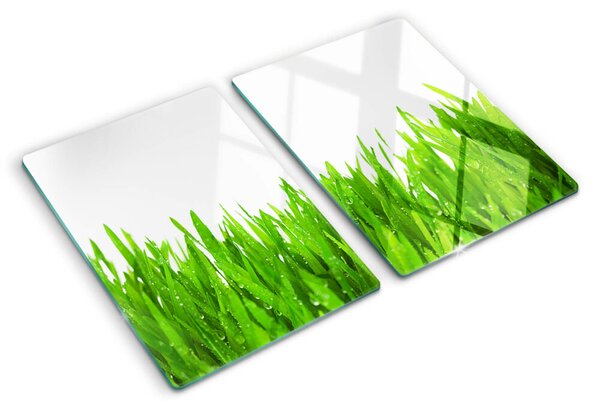 Tocător sticlă Iarbă verde cu picături de apă
