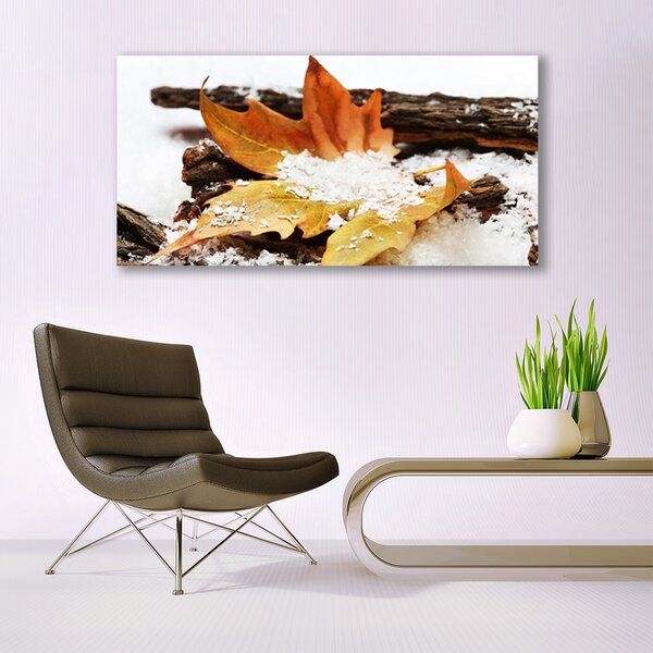 Tablou pe sticla Leaf Floral Brown