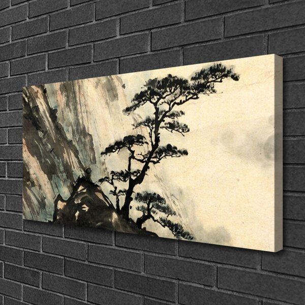 Tablou pe panza canvas Copac Natura negru
