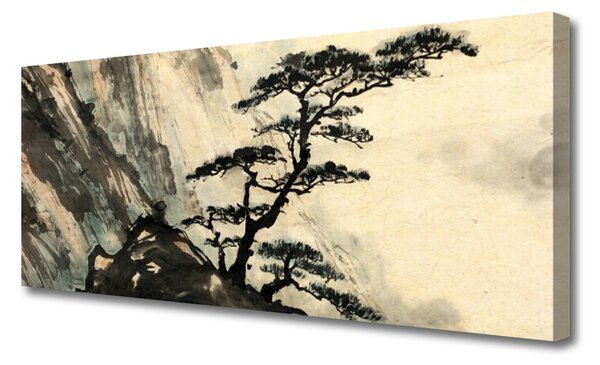 Tablou pe panza canvas Copac Natura negru
