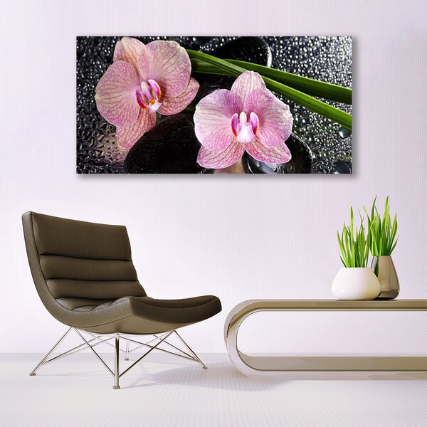 Tablou pe panza canvas Flori Floral Verde Roz