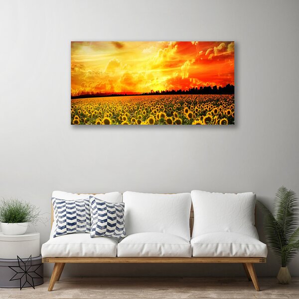 Tablou pe panza canvas Meadow Sunflowers Floral Verde Galben Maro