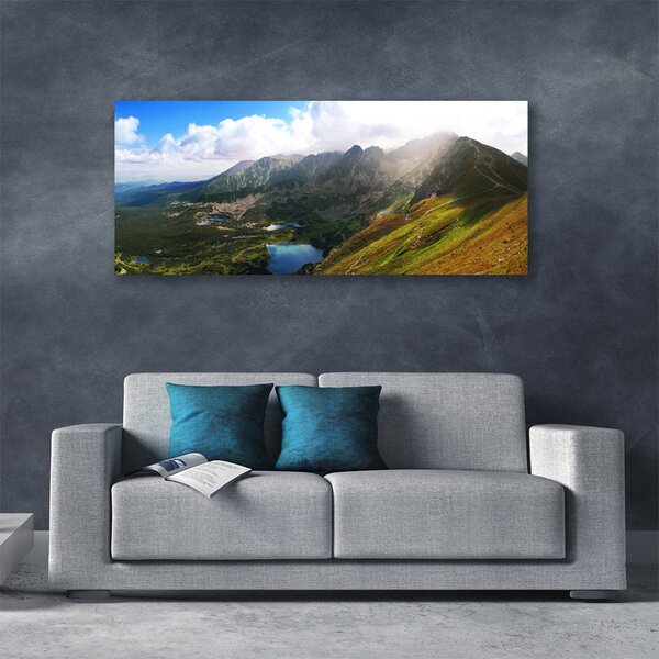 Tablou pe panza canvas Mountain Meadow Peisaj Gri Verde