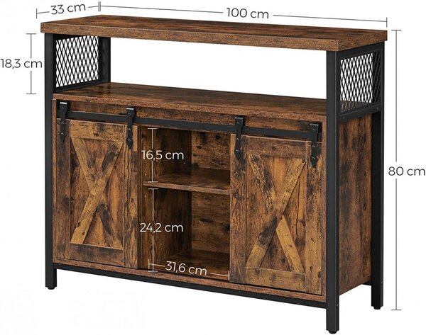 Comoda Model Judah, Maro rustic/Negru, 100x33x80 cm