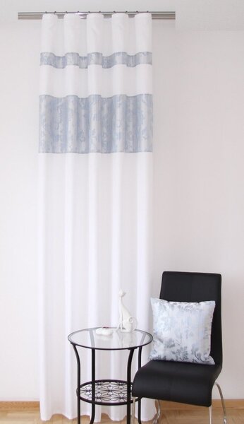 Draperie elegantă cu model în culoarea alb-gri pentru dormitor Lăţime: 140 cm | Lungime: 250 cm (într-un set de 1 bucată)