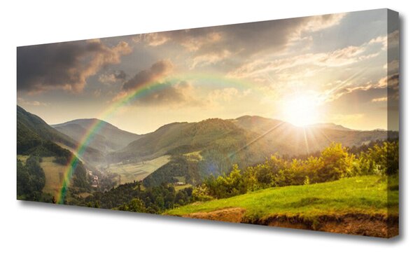 Tablou pe panza canvas Soare Munții Rainbow Peisaj Multi
