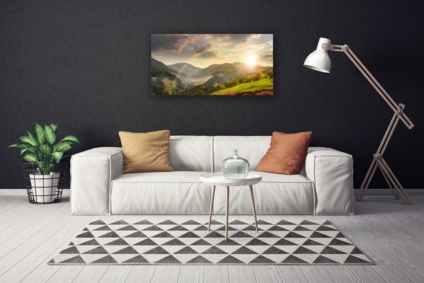 Tablou pe panza canvas Soare Munții Rainbow Peisaj Multi