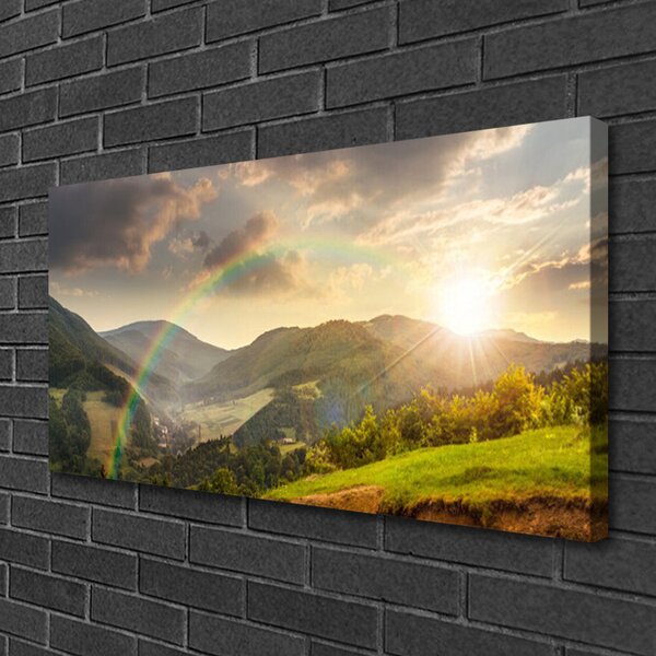 Tablou pe panza canvas Soare Munții Rainbow Peisaj Multi