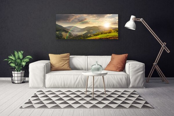 Tablou pe panza canvas Soare Munții Rainbow Peisaj Multi