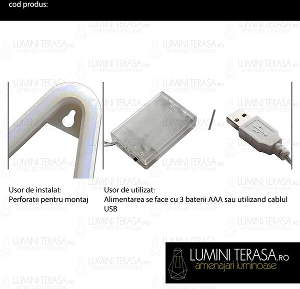 Simboluri Luminoase Neon Flex cu baterii si USB