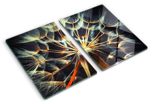 Tocător din sticlă Păpădii în macrofotografie