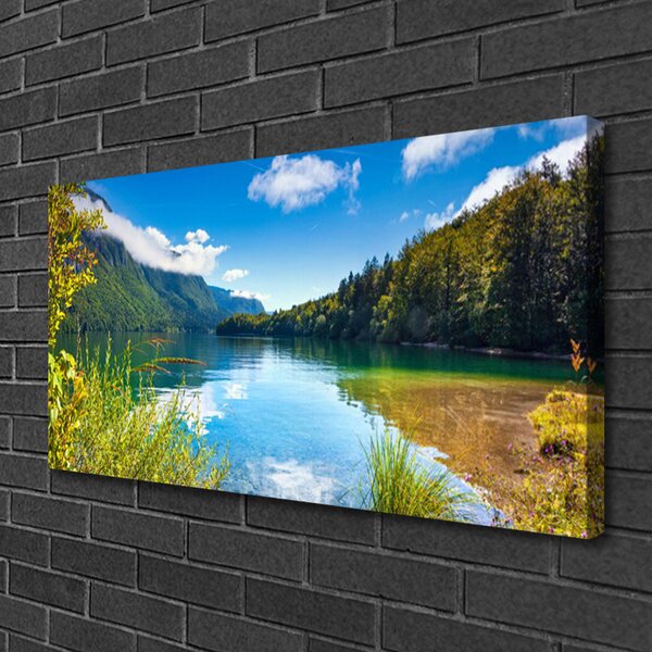 Tablou pe panza canvas Mountain Lake Forest Natura Verde Albastru