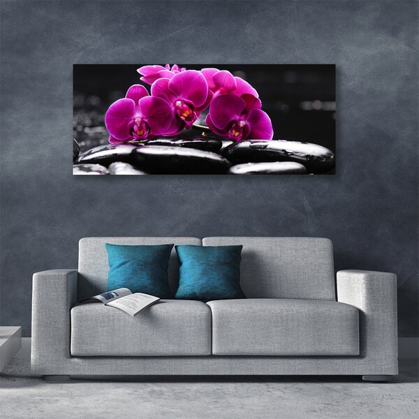 Tablou pe panza canvas Pietrele florale flori Roșu Negru