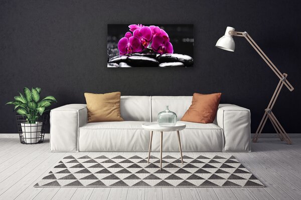 Tablou pe panza canvas Pietrele florale flori Roșu Negru