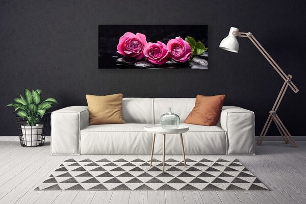 Tablou pe panza canvas Trandafiri pietre Floral Rosu Negru