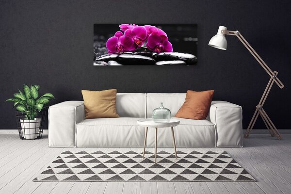 Tablou pe panza canvas Pietrele florale flori Roșu Negru