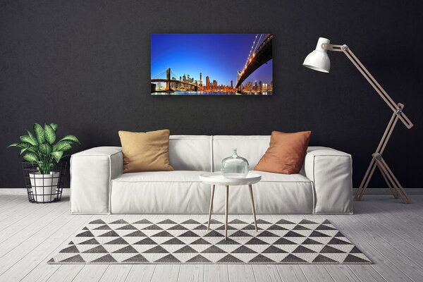 Tablou pe panza canvas Bridge City Arhitectura Maro Albastru Violet