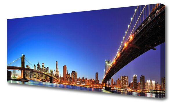 Tablou pe panza canvas Bridge City Arhitectura Maro Albastru Violet