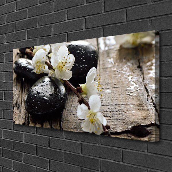 Tablou pe panza canvas Pietrele de flori Arta Alb Negru