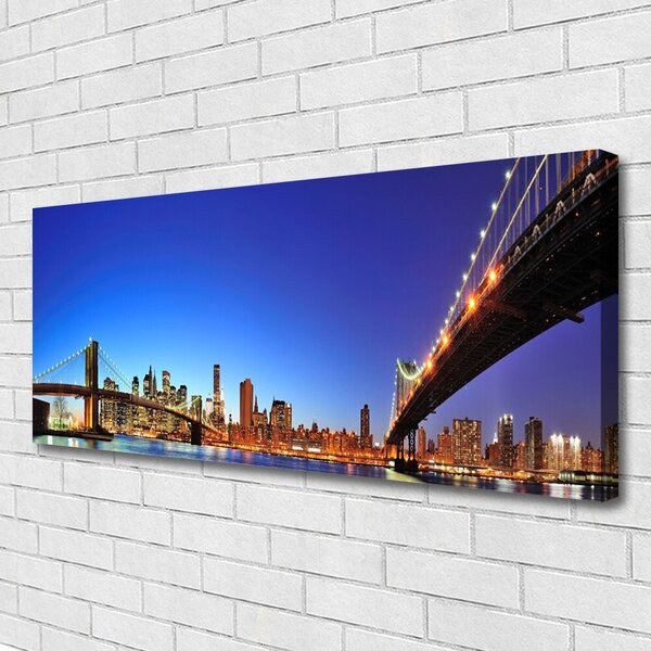 Tablou pe panza canvas Bridge City Arhitectura Maro Albastru Violet
