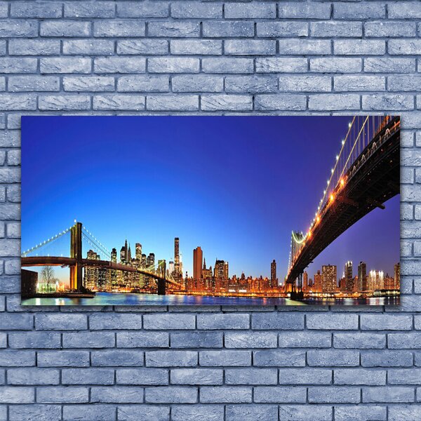 Tablou pe panza canvas Bridge City Arhitectura Maro Albastru Violet