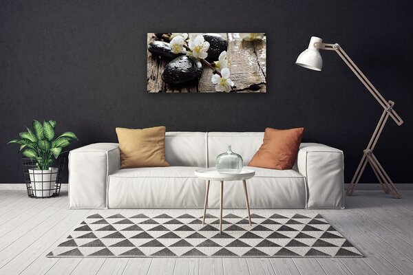 Tablou pe panza canvas Pietrele de flori Arta Alb Negru