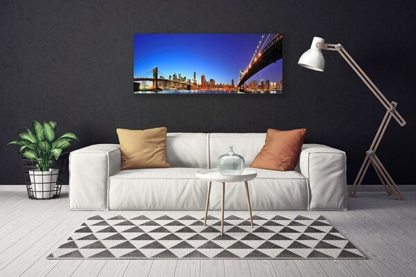 Tablou pe panza canvas Bridge City Arhitectura Maro Albastru Violet