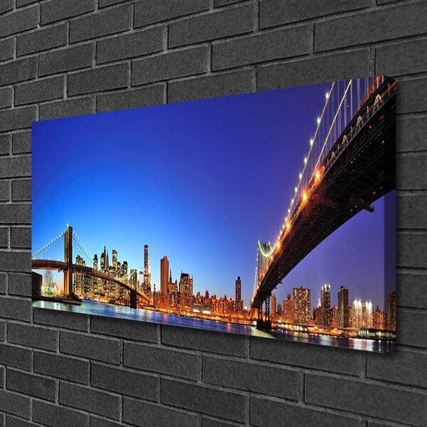 Tablou pe panza canvas Bridge City Arhitectura Maro Albastru Violet