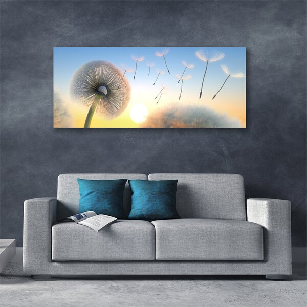 Tablou pe panza canvas Păpădie Floral Alb Gri