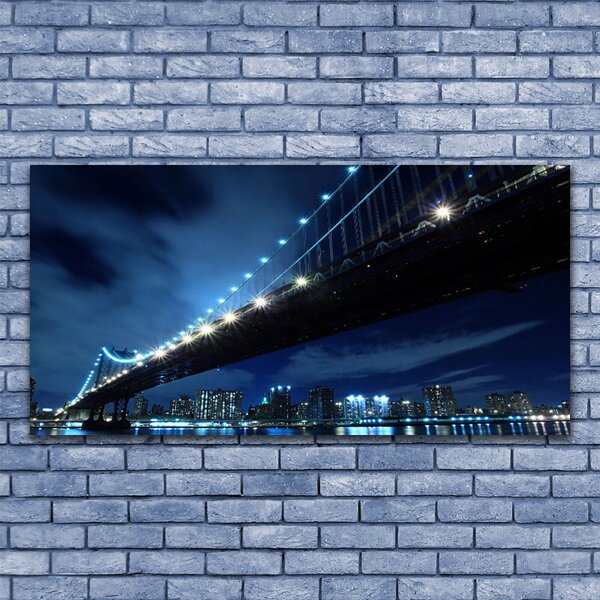 Tablou pe panza canvas Bridge City Arhitectura Negru Albastru