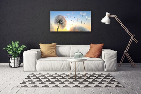 Tablou pe panza canvas Păpădie Floral Alb Gri