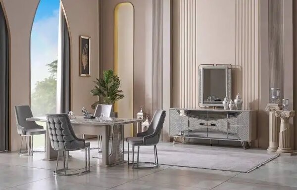 Bufet dining cu oglinda Milano,crom