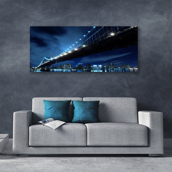 Tablou pe panza canvas Bridge City Arhitectura Negru Albastru