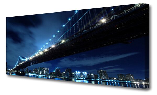 Tablou pe panza canvas Bridge City Arhitectura Negru Albastru