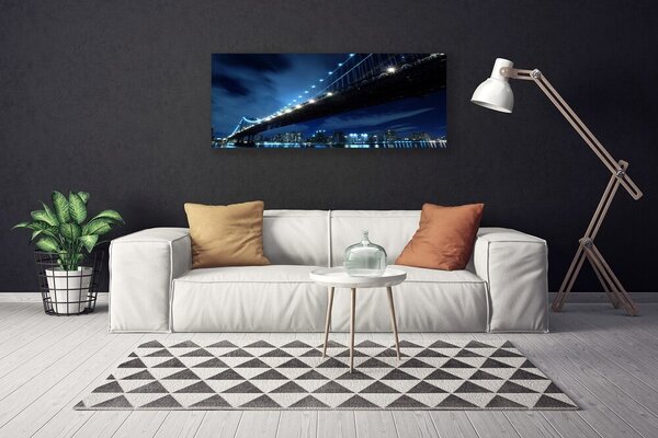 Tablou pe panza canvas Bridge City Arhitectura Negru Albastru