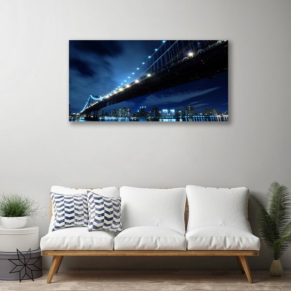 Tablou pe panza canvas Bridge City Arhitectura Negru Albastru